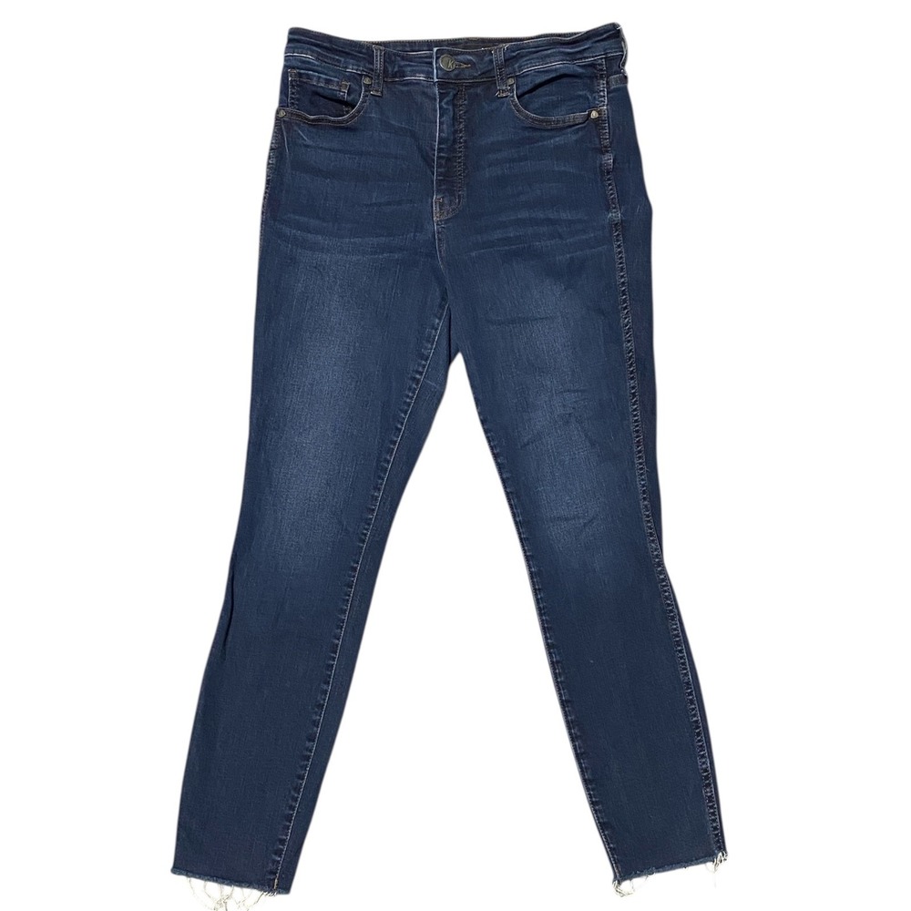 KUT from the‎ Kloth High Rise Raw Hem Skinny Jeans Dark Wash Size 10